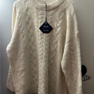 Ava & Viv Beige Ribbed Sweater